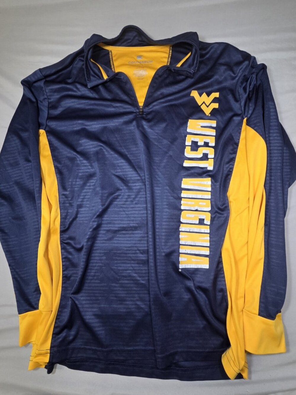 Colosseum West Virginia Mountaineers WVU Quarter-Zip Pullover Navy Gold Men's L